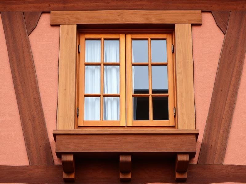 Châssis bois traditionnel sur une ferme en pierre du Condroz